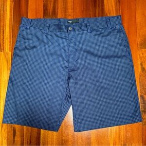 Callaway Blue Checkered Men's Flat Front Performance Shorts